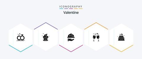 Valentijn 25 glyph icoon pak inclusief liefde. liefde. bakkerij. dag. Valentijn vector