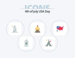 Verenigde Staten van Amerika vlak icoon pak 5 icoon ontwerp. dankzegging. muffin. oriëntatiepunten. nagerecht. Verenigde Staten van Amerika vector