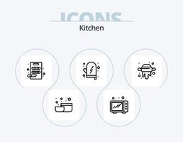 keuken lijn icoon pak 5 icoon ontwerp. . voedsel. maaltijd. Koken. rollend vector