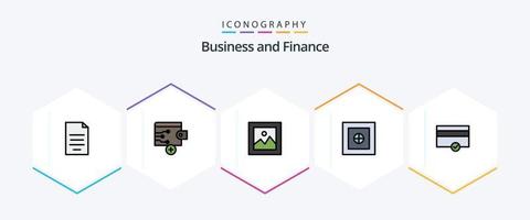 financiën 25 gevulde lijn icoon pak inclusief betaling. financiën. financiën. veilig. financiën vector