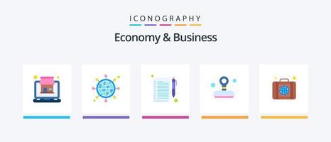 economie en bedrijf vlak 5 icoon pak inclusief bedrijf. contract. stempel. aanvaarden. creatief pictogrammen ontwerp vector