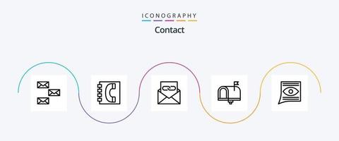 contact lijn 5 icoon pak inclusief contact ons. communicatie. contacten. envelop. contact ons vector