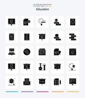 creatief onderwijs 25 glyph solide zwart icoon pak zo net zo kennis. boek. school. studie. aan het leren vector