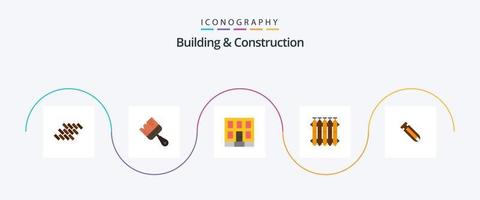 gebouw en bouw vlak 5 icoon pak inclusief warmte. accu. verf. verwarming. bouw vector