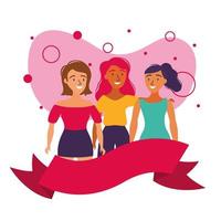 vrouwen avatars vrienden met lint vector ontwerp