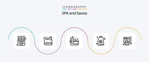 sauna lijn 5 icoon pak inclusief . sauna. jacuzzi. gek. lotus vector