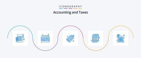 belastingen blauw 5 icoon pak inclusief document. schema. geld. plicht vector