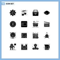 bewerkbare vector lijn pak van 16 gemakkelijk solide glyphs van Bluetooth menselijk zak gezicht toolkit bewerkbare vector ontwerp elementen