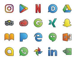 20 sociaal media icoon pak inclusief hangouts Pandora creatief wolk ibooks xing vector