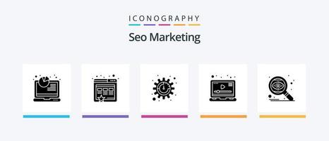 seo afzet glyph 5 icoon pak inclusief oog. seo. seo. zoeken. video. creatief pictogrammen ontwerp vector