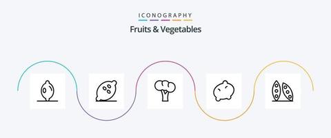 fruit en groenten lijn 5 icoon pak inclusief voedsel Gezondheid. Koken. gastronomie. Boon. aardappel vector