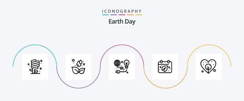 aarde dag lijn 5 icoon pak inclusief kalender. dag. blad. aarde. aarde vector