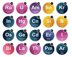 20 preiodisch tafel van de elementen icoon pak ontwerp vector