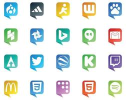 20 sociaal media toespraak bubbel stijl logo Leuk vinden zenuwtrekking google aarde hangouts tweet eerste vector