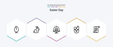 Pasen 25 lijn icoon pak inclusief aster. het dossier. ei. konijn. konijn vector