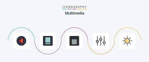 multimedia lijn gevulde vlak 5 icoon pak inclusief . afstemmen. vector