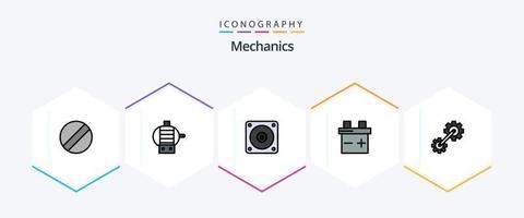 mechanica 25 gevulde lijn icoon pak inclusief . auto. industrieel vector