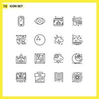 modern reeks van 16 contouren pictogram van ontwerp school- kalender onderwijs muziek- bewerkbare vector ontwerp elementen