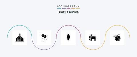 Brazilië carnaval glyph 5 icoon pak inclusief Braziliaans. schrijven. decoratie. inkt. viering vector