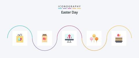 Pasen vlak 5 icoon pak inclusief eten. kak. monitor. vakantie. bloon vector