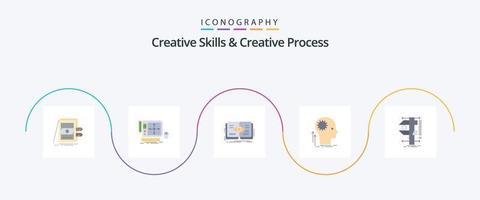 creatief vaardigheden en creatief werkwijze vlak 5 icoon pak inclusief denken. verstand. software. groei. oog vector