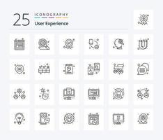 gebruiker ervaring 25 lijn icoon pak inclusief versnelling. sociaal media. prijs. draaien. verbinding vector