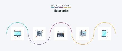 elektronica vlak 5 icoon pak inclusief . telefoon. synthesizer. mobiel. apparaat vector