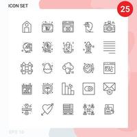 pak van 25 modern lijnen tekens en symbolen voor web afdrukken media zo net zo camera geest winkel binnenste deur bewerkbare vector ontwerp elementen