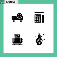 reeks van 4 modern ui pictogrammen symbolen tekens voor multimedia elektrisch glijbaan projector rekenmachine machine bewerkbare vector ontwerp elementen