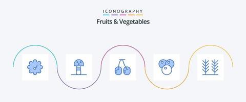 fruit en groenten blauw 5 icoon pak inclusief . kers. voedsel vector