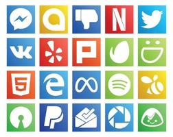 20 sociaal media icoon pak inclusief Open bron spotify pluk facebook rand vector
