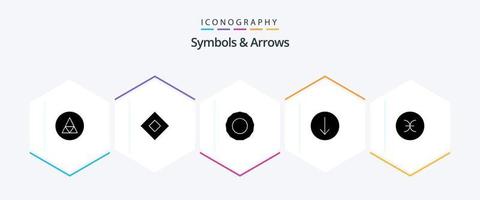 symbolen en pijlen 25 glyph icoon pak inclusief symbolen. teken. symbolen. vissen. symbool vector