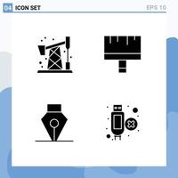 thematisch vector solide glyphs en bewerkbare symbolen van verontreiniging gereedschap kunst gereedschap uitbreiding bewerkbare vector ontwerp elementen