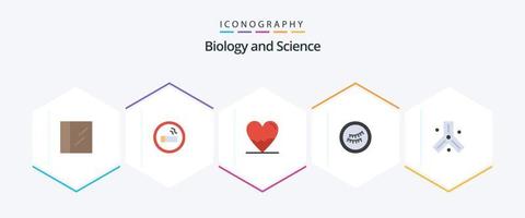 biologie 25 vlak icoon pak inclusief . dna. hart. cellen. slaap vector