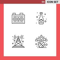 4 gebruiker koppel lijn pak van modern tekens en symbolen van camera signaal fotografie drinken toren bewerkbare vector ontwerp elementen