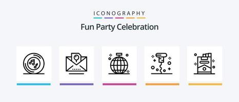 partij lijn 5 icoon pak inclusief fles. feest. verjaardag. nagerecht. verjaardag. creatief pictogrammen ontwerp vector