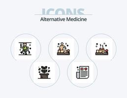 alternatief geneeskunde lijn gevulde icoon pak 5 icoon ontwerp. omgeving. therapie. blad. natuur. drug vector