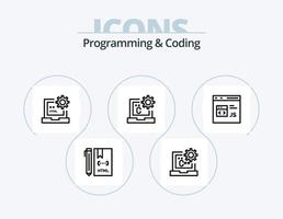 programmering en codering lijn icoon pak 5 icoon ontwerp. codering. c. ontwikkeling. werkwijze. ontwikkelen vector