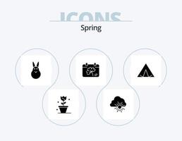 voorjaar glyph icoon pak 5 icoon ontwerp. tent. de lente. konijn. dag. kalender vector