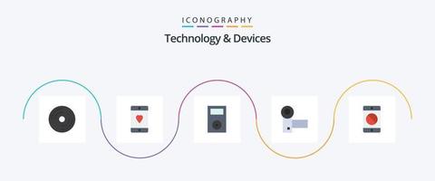 apparaten vlak 5 icoon pak inclusief elektronica. camcorder. liefde. technologie. ipod vector