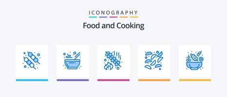 voedsel blauw 5 icoon pak inclusief . sla. voedsel. komkommer. gebakken. creatief pictogrammen ontwerp vector