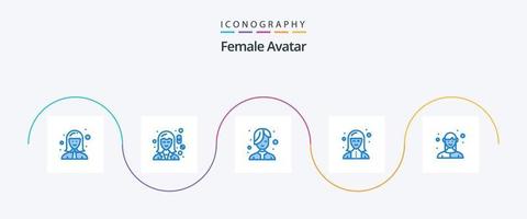 vrouw avatar blauw 5 icoon pak inclusief technicus. deskundige. apotheek. digitaal. haar- vector