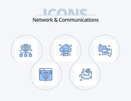 netwerk en communicatie blauw icoon pak 5 icoon ontwerp. server. wolk. OK. server. koppeling vector