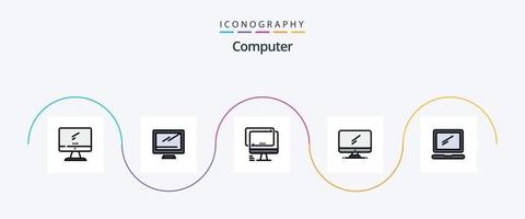 computer lijn gevulde vlak 5 icoon pak inclusief . imac. vector