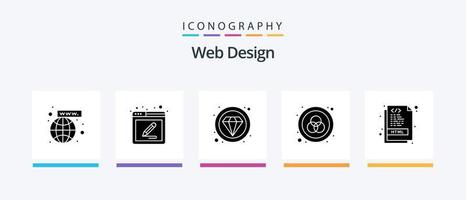 web ontwerp glyph 5 icoon pak inclusief . codering. duur. html. web. creatief pictogrammen ontwerp vector