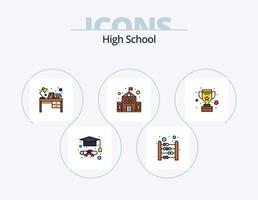 hoog school- lijn gevulde icoon pak 5 icoon ontwerp. kleur. studie. rek. online. wiskunde vector