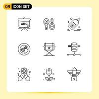 9 universeel schets tekens symbolen van stoel financiën pakketjes bedrijf oplossing bewerkbare vector ontwerp elementen