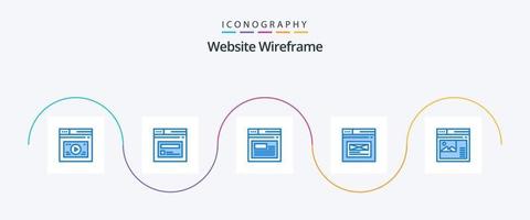 website wireframe blauw 5 icoon pak inclusief website. bladzijde. website. internetten. website vector