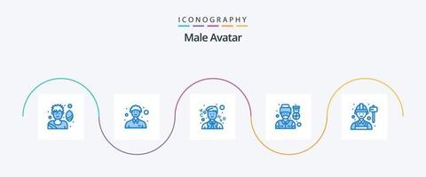mannetje avatar blauw 5 icoon pak inclusief arbeid. ingenieur. school. medewerker. soldaat vector