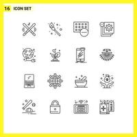 schets pak van 16 universeel symbolen van energie werkwijze apparaten ontwikkeling codering bewerkbare vector ontwerp elementen
